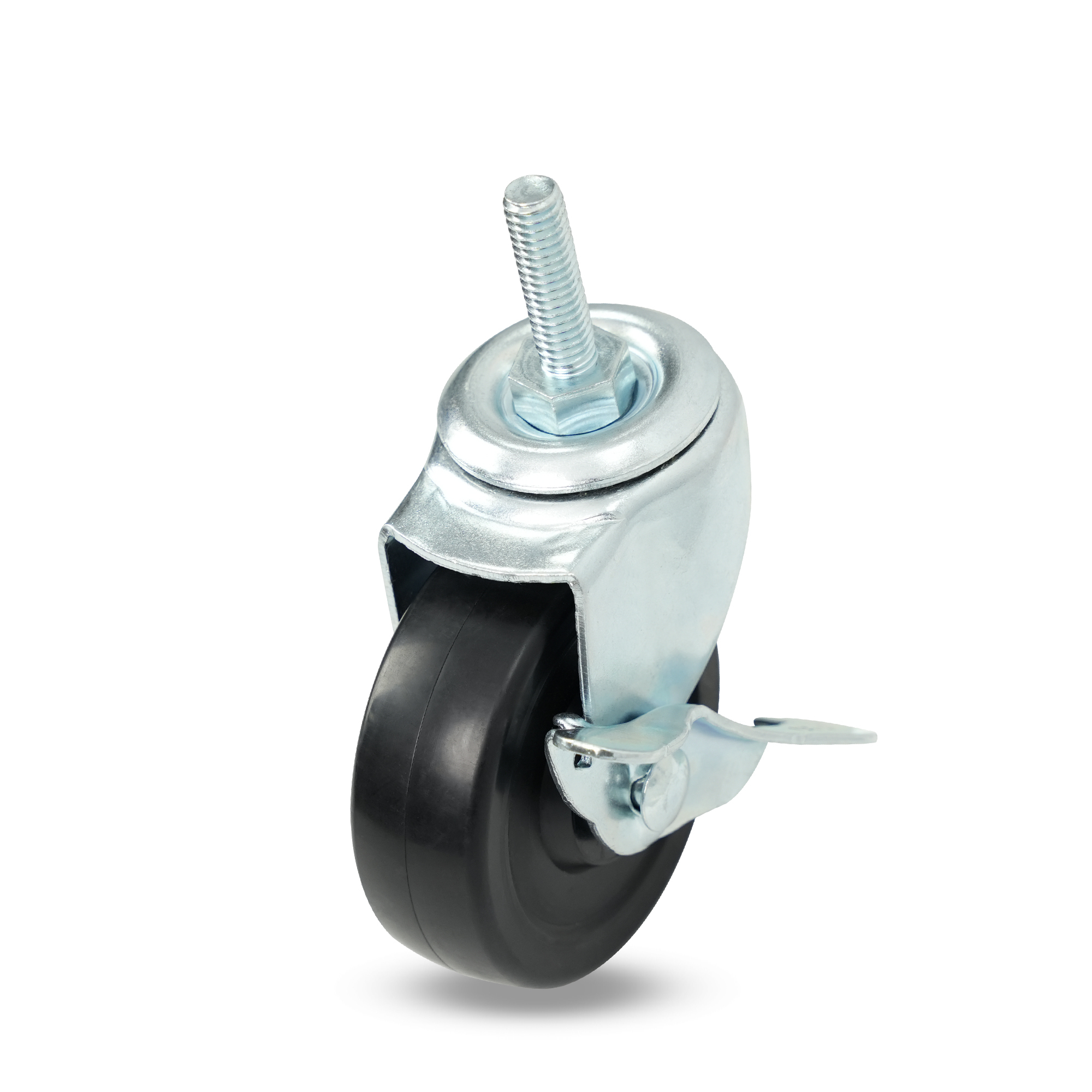 Klutch 3in. Polypropylene Swivel Stem Caster with Brake, 90-Lb. Capacity
